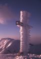 Pizzo Tre Vescovi, la prima nevicata autunnale con il sole al tramonto