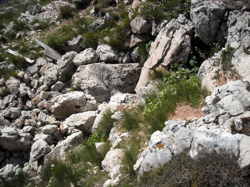 I massi che ostruiscono l'ingresso della grotta